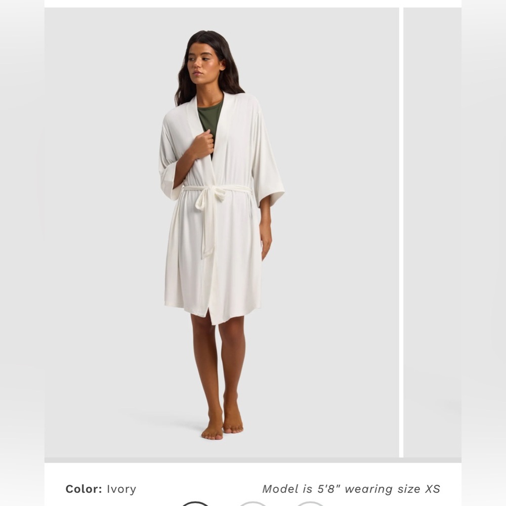 Cozy Earth | Stretch-Knit Bamboo Kimono Robe | Ivory | XS